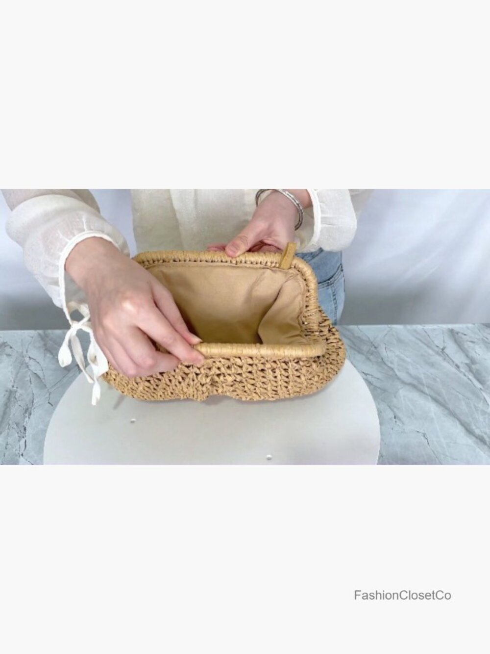 Woven Straw Clutch Crossbody Bag for Women Summer Beach Evening Handbag Boho - Picture 7 of 7